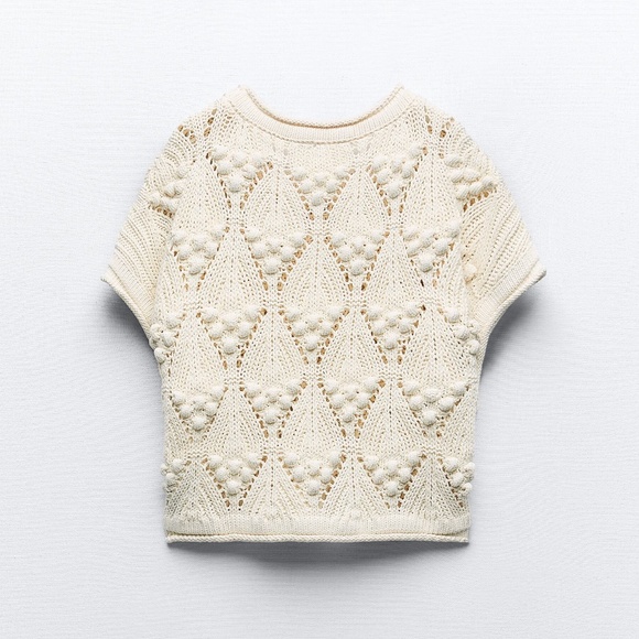 Zara ball trim textured knit top S - Picture 13 of 16